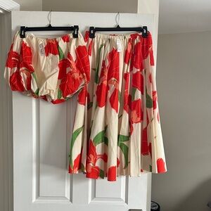 Floral bubble tube top and matching floaty skirt Set